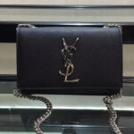 Saint Laurent Grain De Poudre Small Monogram Kate Satchel 452158 Black